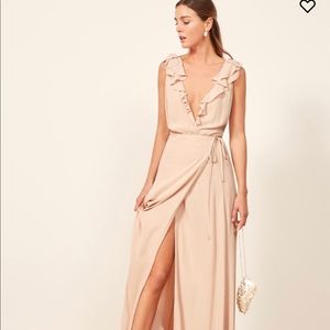 NWT REFORMATION PEPPERMINT WRAP DRESS BLUSH LARGE